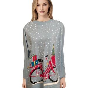 Christmas Sweatshirt Bicycle with Presents in the Snow Size